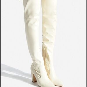 Cream Shoe Dazzle Thigh High Boots
